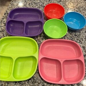 3 plates & 3 toddler bowls